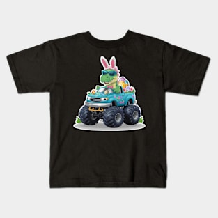 Happy Easter Monster Truck - funny dinsoaur trucker Kids T-Shirt